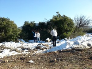enjoying snow in Israel