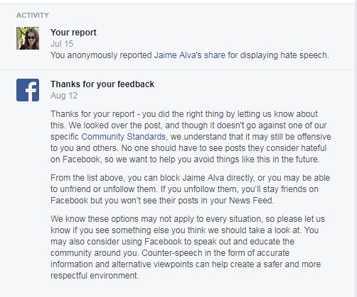 Holocaust denial on FB complaint